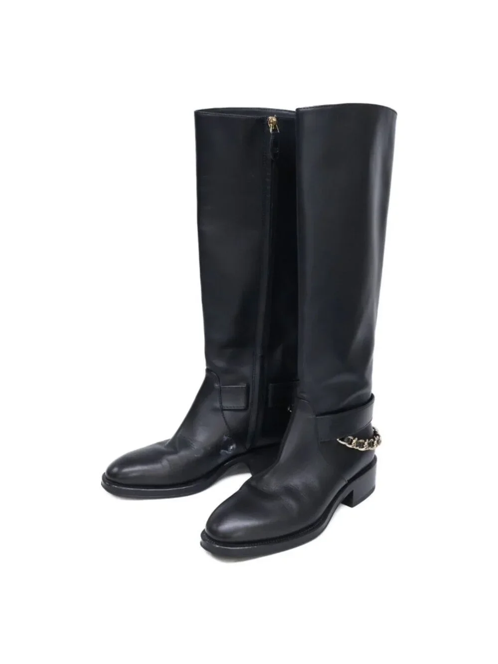 Chanel CC Logo Chain Strap Long Boots 36c